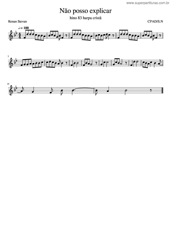 Partitura da música Hino 83 – Não Posso Explicar – Harpa