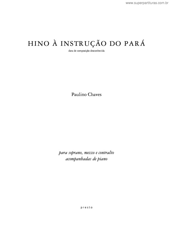 Partitura da música Hino à Instrução do Pará