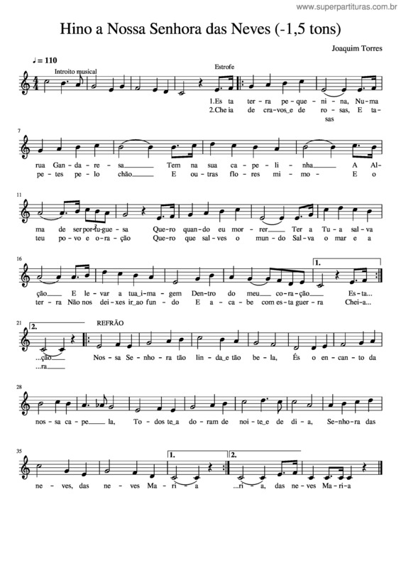 Partitura da música Hino A Nossa Senhora Das Neves N3