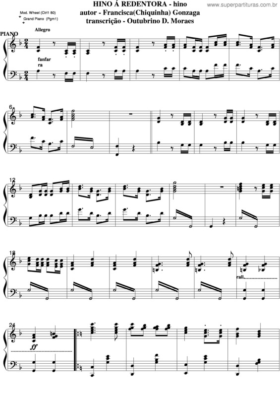 Partitura da música Hino A Redentora