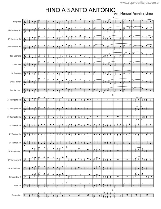 Partitura da música Hino À Santo Antônio