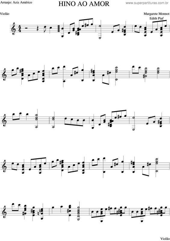 Partitura da música Hino Ao Amor v.3