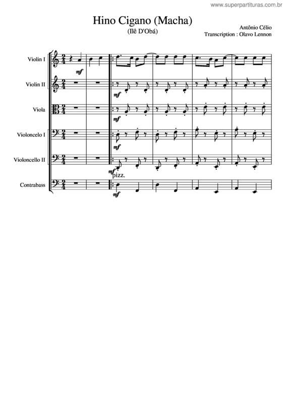Partitura da música Hino Cigano Macha