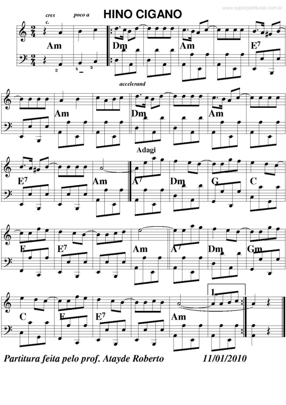 Partitura da música Hino Cigano v.2