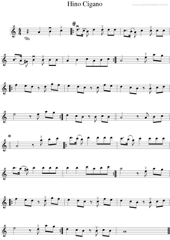 Partitura da música Hino Cigano