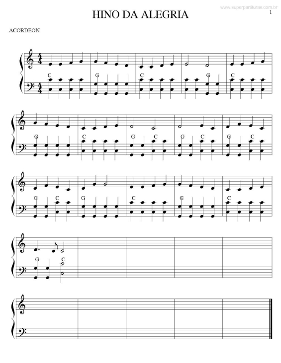 Partitura da música Hino da Alegria