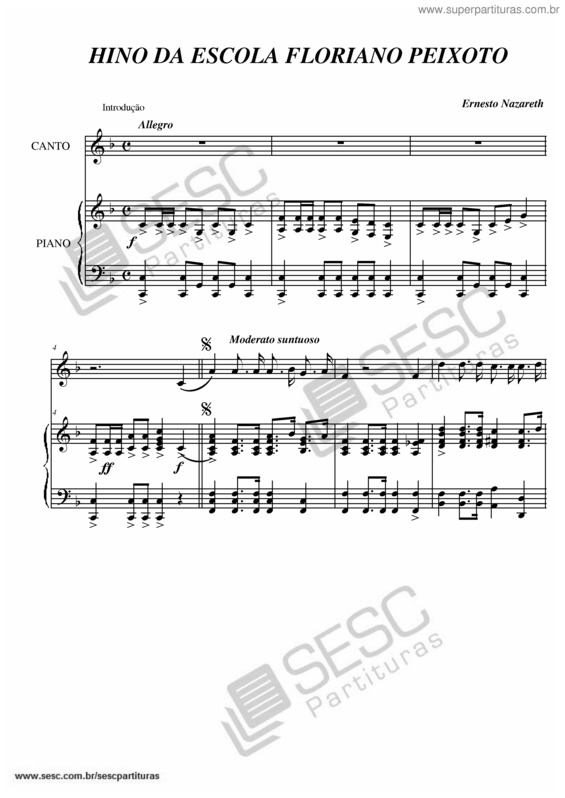 Partitura da música Hino da Escola Floriano Peixoto