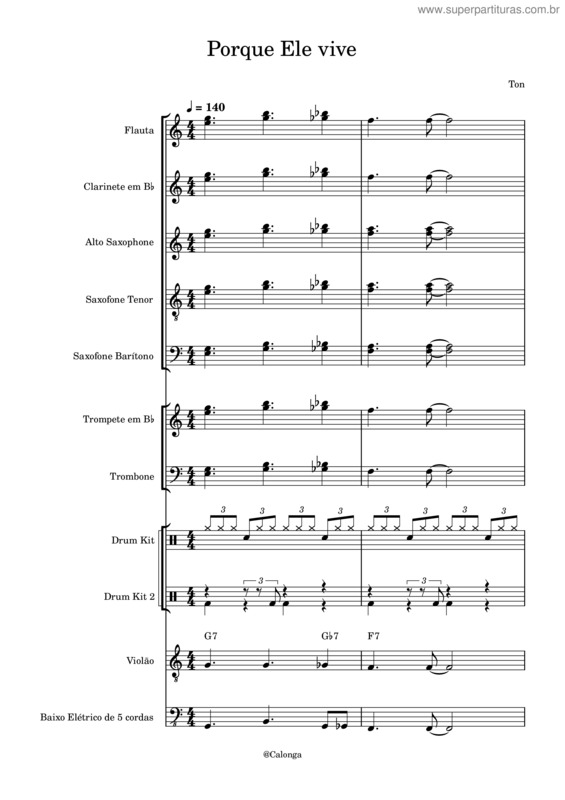 Partitura da música Hino Da Harpa Cristã 545 – Porque Ele Vive – Gloria Geither v.2