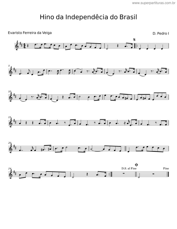Partitura da música Hino Da Independêcia Do Brasil