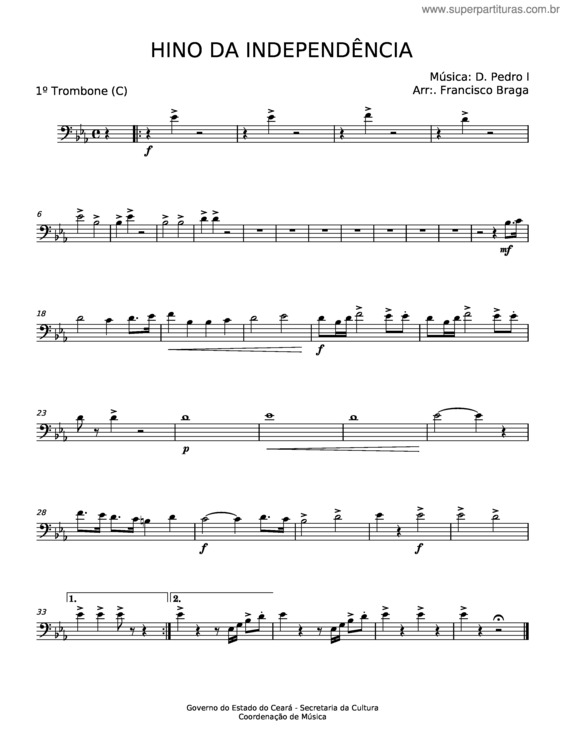 Partitura da música Hino Da Independência Do Brasil – Dom Pedro I v.2