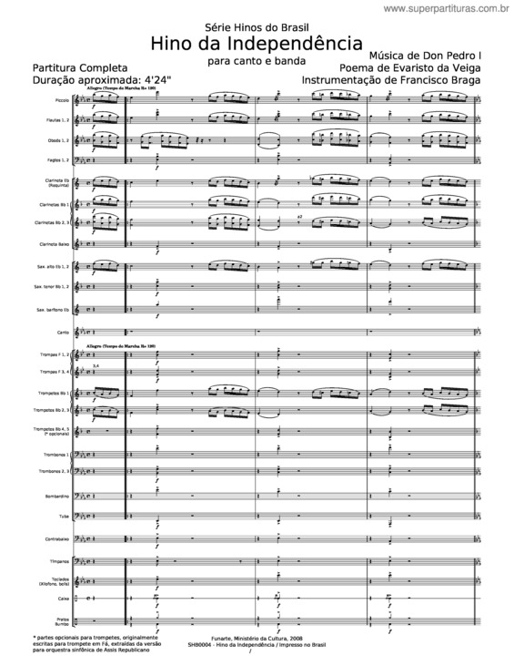 Partitura da música Hino Da Independência Do Brasil – Dom Pedro I v.3