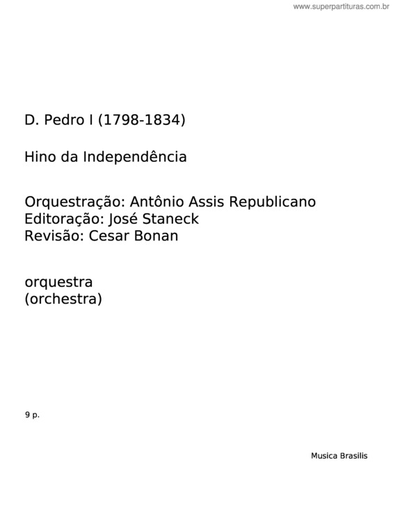 Partitura da música Hino Da Independência Do Brasil – Dom Pedro I v.5