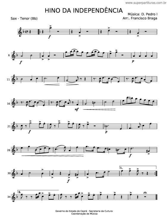 Partitura da música Hino Da Independência Do Brasil – Dom Pedro I v.6