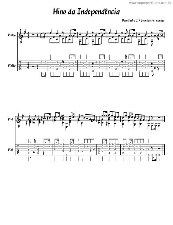 Partitura da música Hino Da Independência Do Brasil v.2