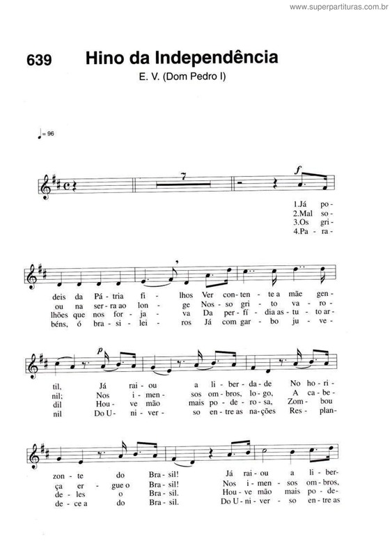 Partitura da música Hino Da Independência v.2