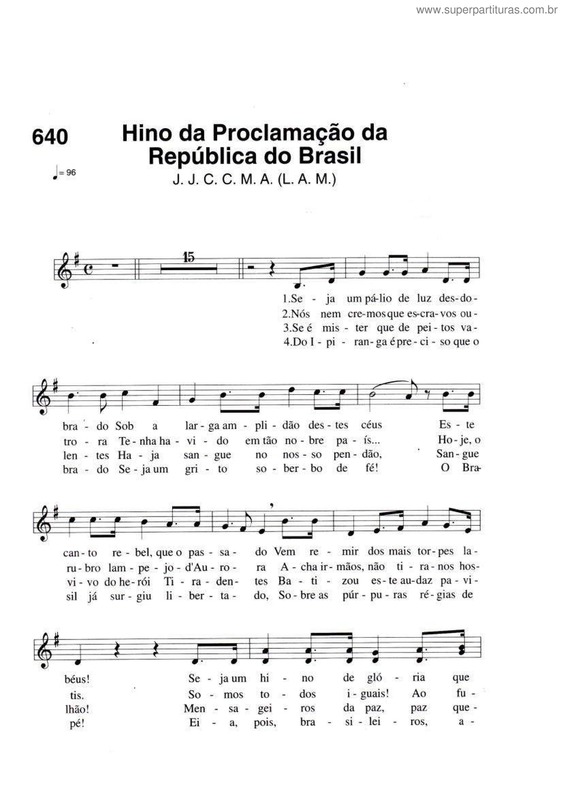 Partitura da música Hino Da Proclamação Da República Do Brasil v.2