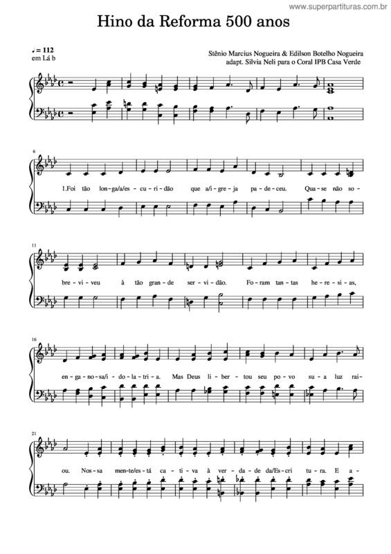 Partitura da música Hino Da Reforma 500 Anos Play Back