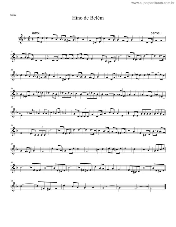 Partitura da música Hino De Belém