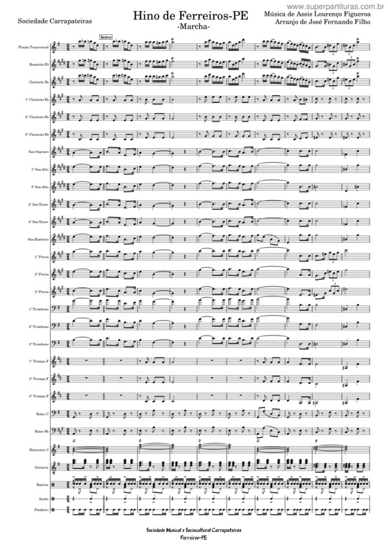 Partitura da música Hino De Ferreiros–Pe – Musescore 4