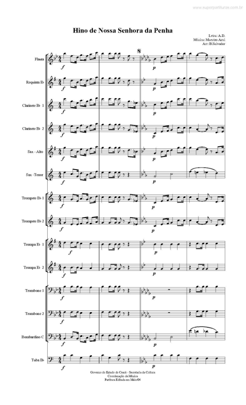 Partitura da música Hino de N. Sa da Penha