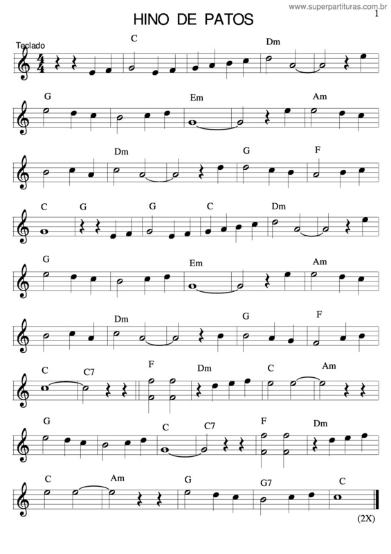 Partitura da música Hino De Patos