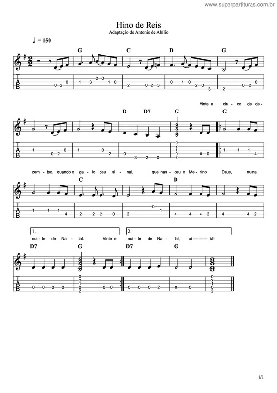 Partitura da música Hino De Reis