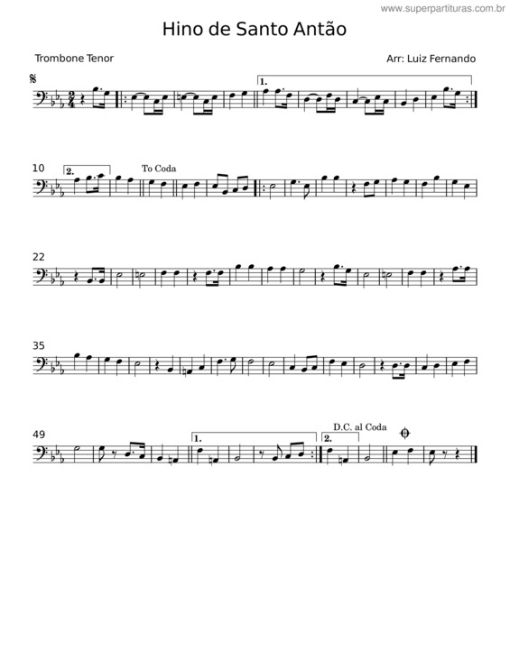 Partitura da música Hino De Santo Antão