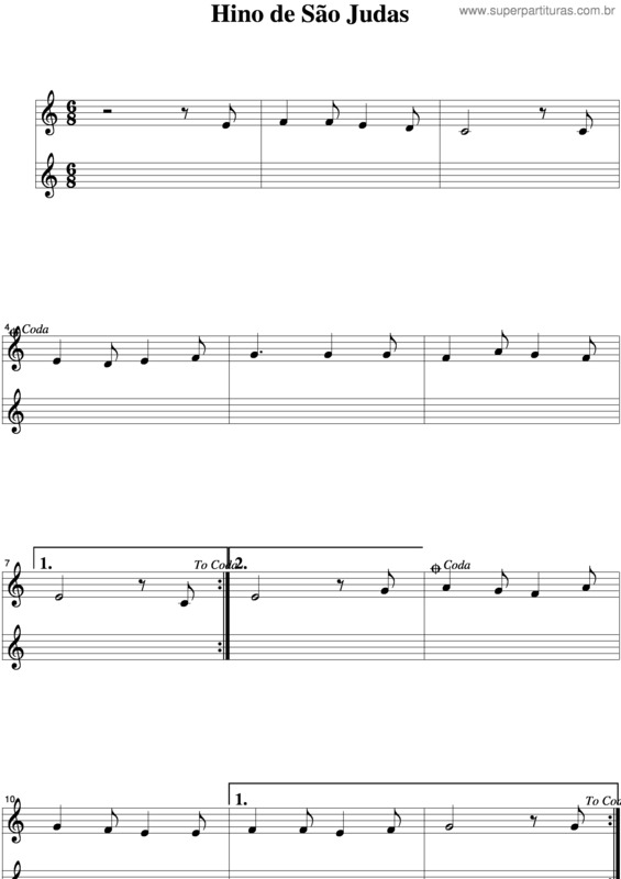 Partitura da música Hino De São Judas