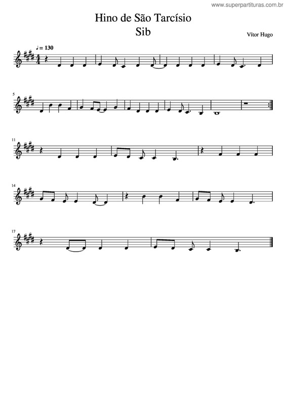 Partitura da música Hino De São Tarcísio Em Sib