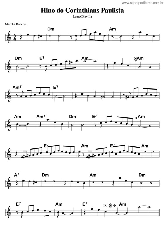 Partitura da música Hino do Corinthians v.3