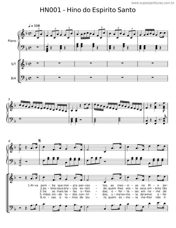 Partitura da música Hino Do Espirito Santo v.2