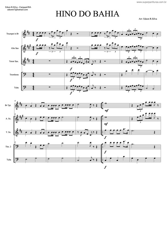 Partitura da música Hino Do Esporte Clube Bahia