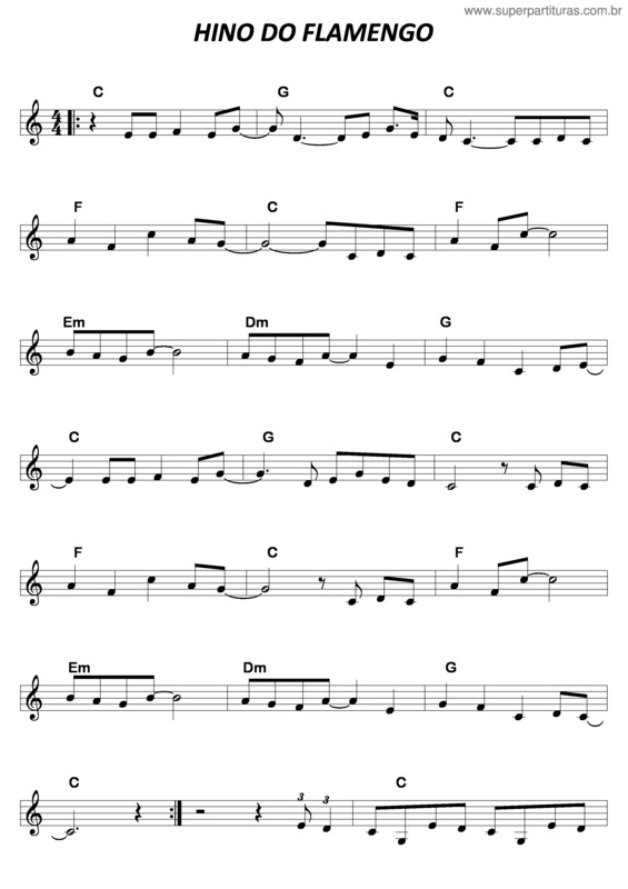 Partitura da música Hino Do Flamengo v.2