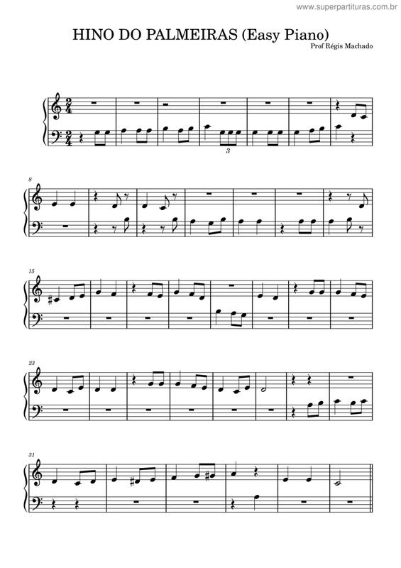 Partitura da música Hino Do Palmeiras v.2