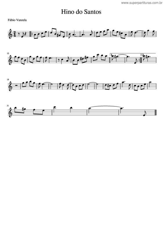 Partitura da música Hino Do Santos v.2