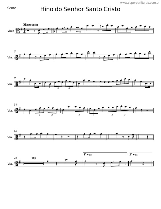 Partitura da música Hino Do Senhor Santo Cristo