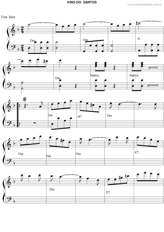 Partitura da música Hino Dos Santos