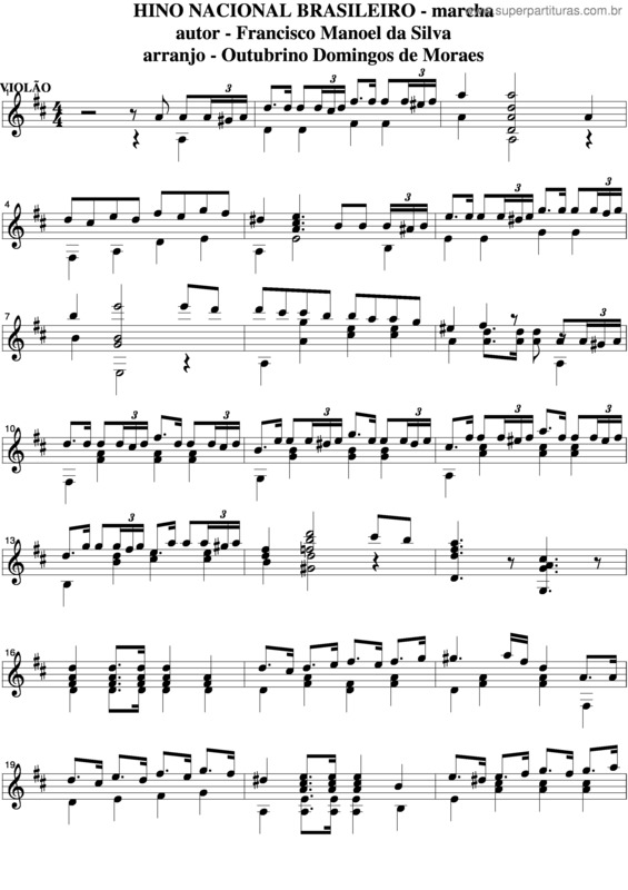 Partitura da música Hino Nacional Brasileiro v.10