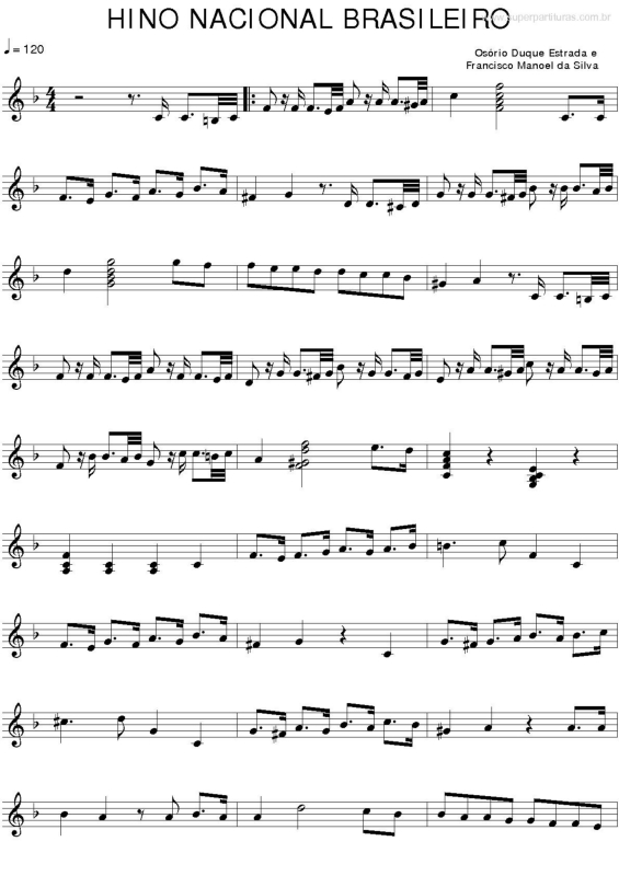 Partitura da música Hino Nacional Brasileiro v.2