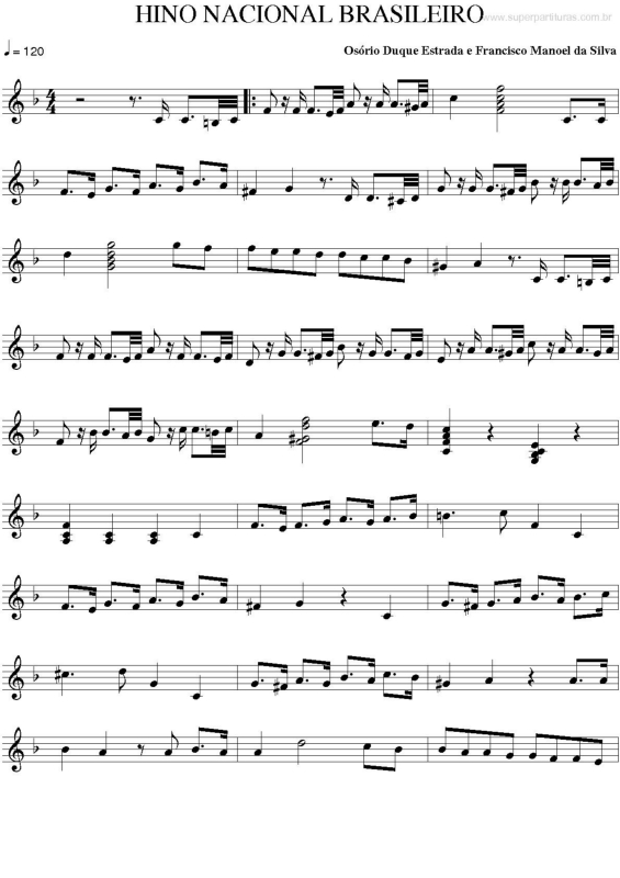 Partitura da música Hino Nacional Brasileiro v.3
