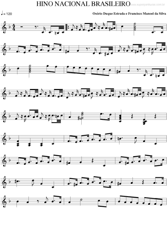 Partitura da música Hino Nacional Brasileiro v.3