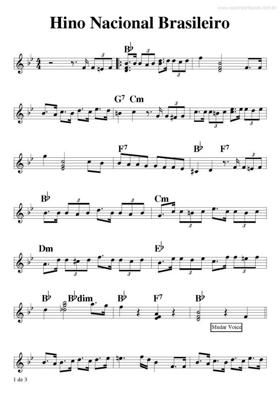 Partitura da música Hino Nacional Brasileiro v.4