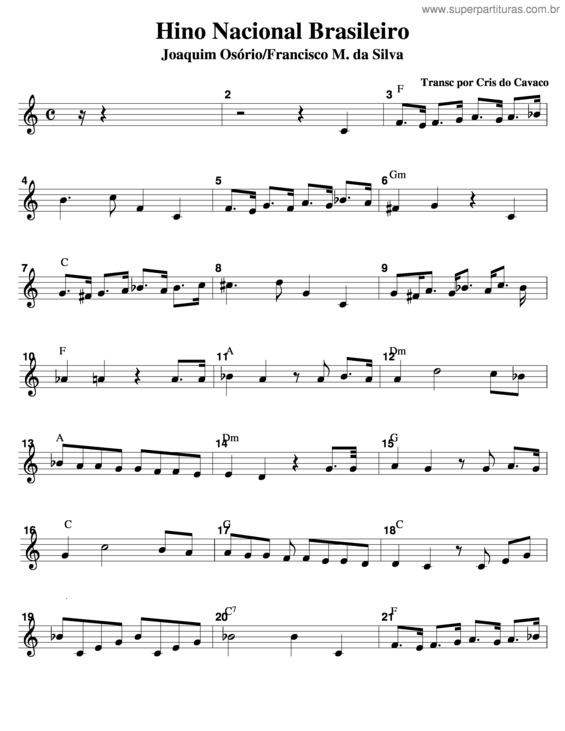 Partitura da música Hino Nacional Brasileiro v.6