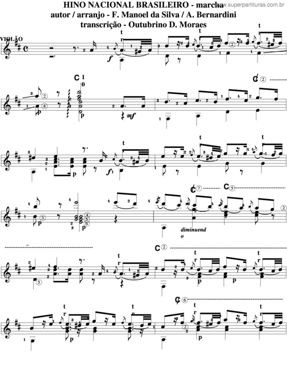 Partitura da música Hino Nacional Brasileiro v.9