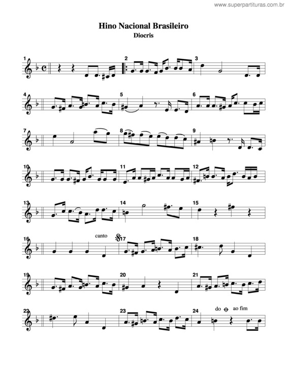 Partitura da música Hino Nacional