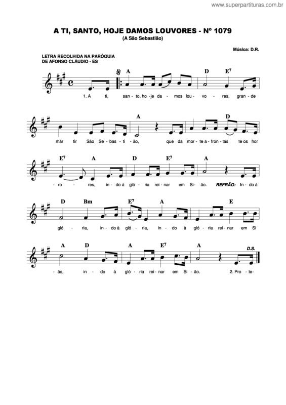 Partitura da música Hino São Sebastião v.2