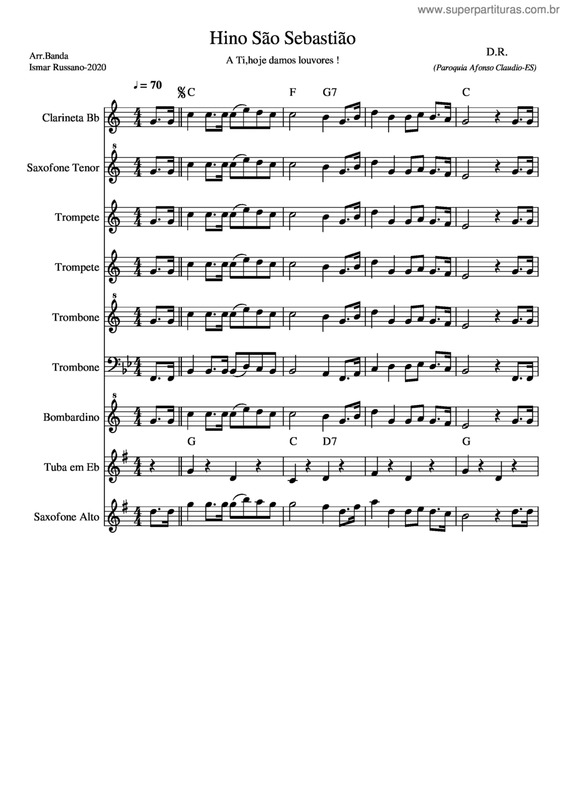 Partitura da música Hino São Sebastião