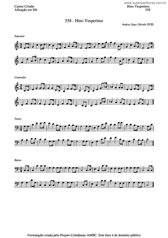 Partitura da música Hino Vespertino v.2