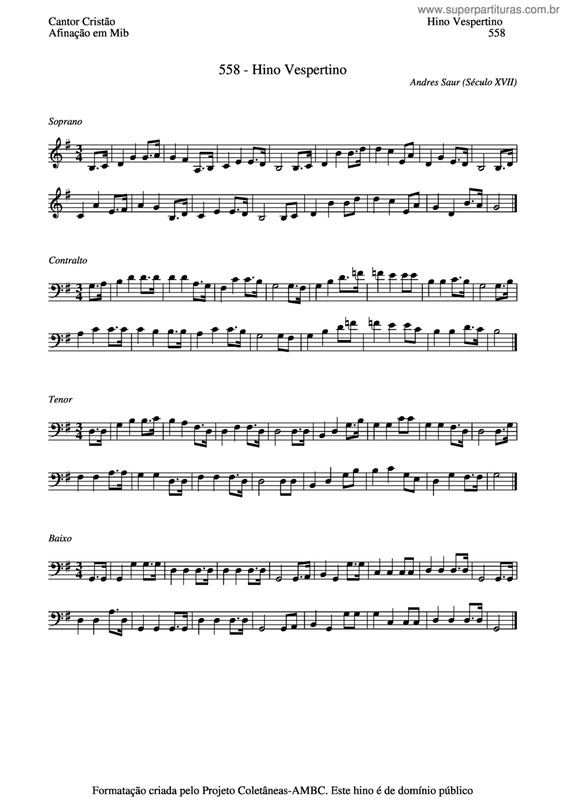 Partitura da música Hino Vespertino v.3