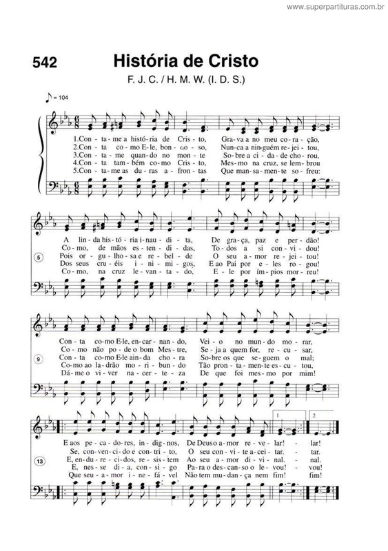 Partitura da música História De Cristo
